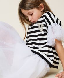 Dress with tulle and striped jumper set Off White Stripe Two-tone Black / Off White Child 221GJ3182-05