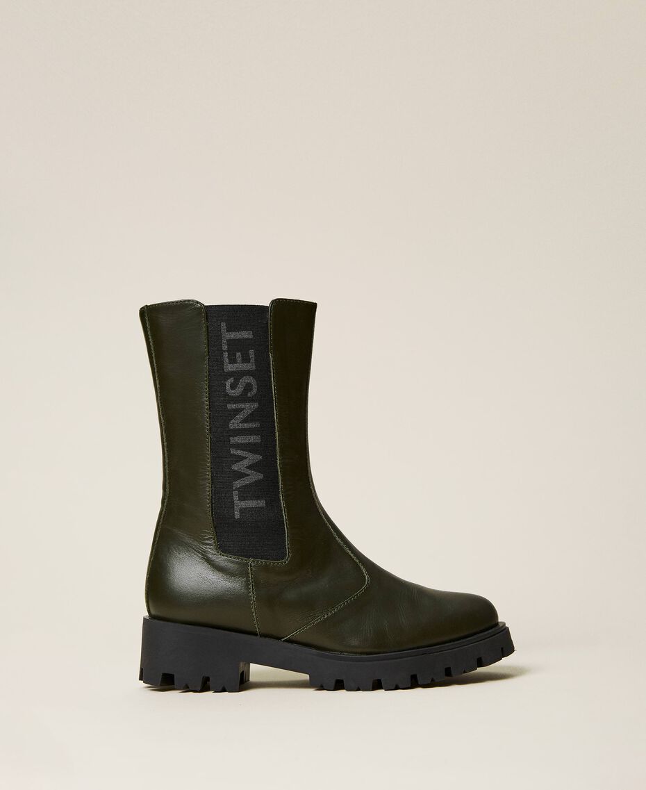 Chelsea boots with logo "Cypress" Green Child 222GCJ01A-02