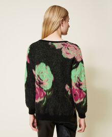 Pique jacquard mohair blend jumper Multicolour Neon Crazy Flowers Jacquard Woman 222TT3572-04