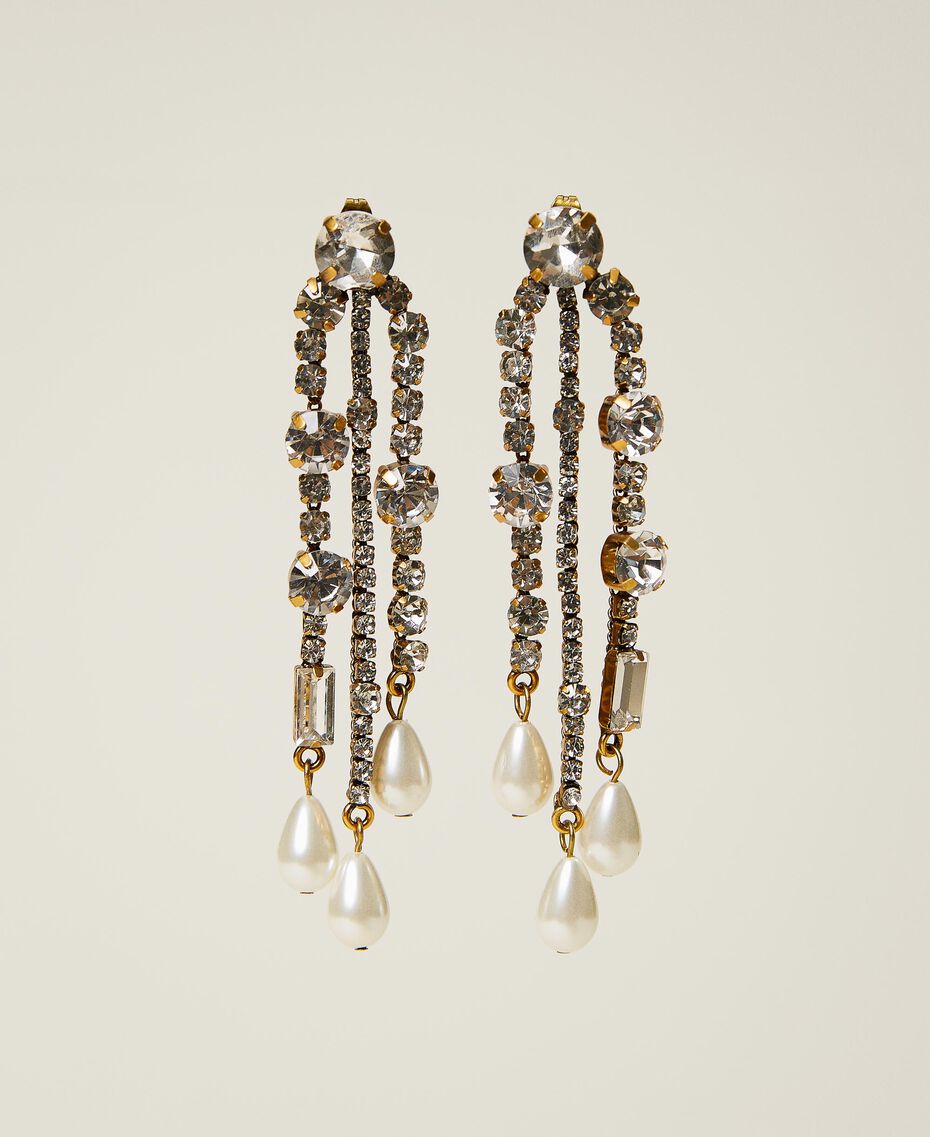 Pendant earrings with bezels and pearls Crystal Woman 222TO506M-01