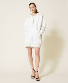 Scuba jacket with feathers White Gardenia Woman 221AT2393-02