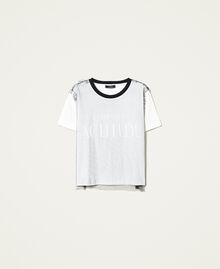 T-shirt doublé en tulle avec logo Bicolore Noir/Blanc Gardénia Femme 221AT2186-0S