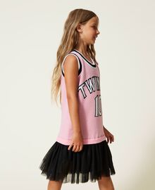 Knitted dress with logo and tulle Two-tone "Sunrise" Pink / Black Child 222GJ3191-03
