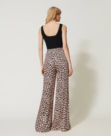 Pantaloni in raso animalier Stampa Leopard Pink Donna 231LB2DHH-03