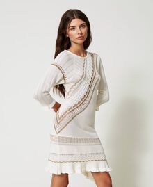 Robe asymétrique en maille tricotée Multicolore Nacre/Blanc « Pierre Ponce »/Marron « Kelp » Femme 231AP3260-05