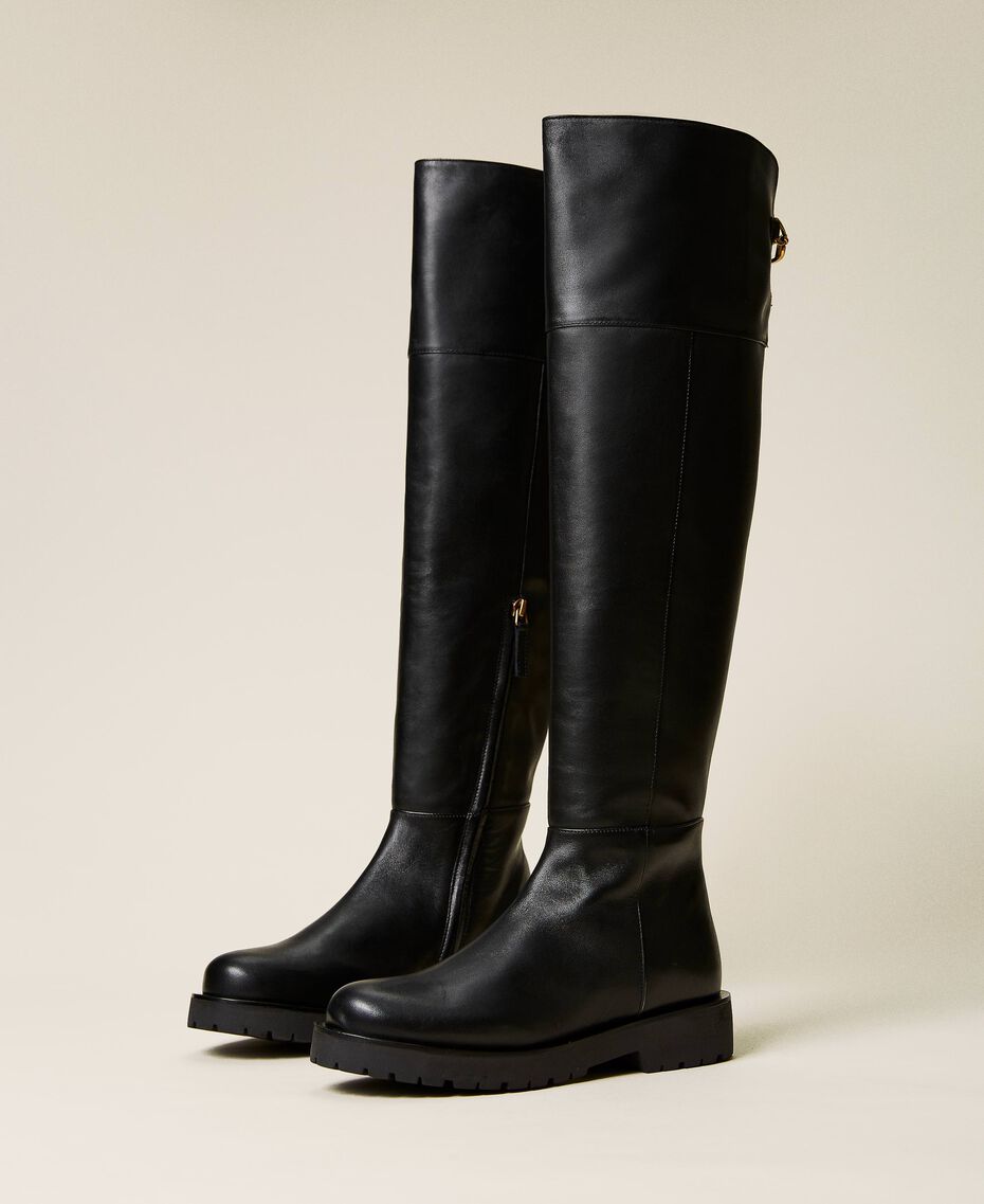 Leather riding boots Black Woman 222TCP016-01