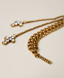 Halsketten-Set mit Choker und Rosenkranzkette „Kupfriges Altmessing“-Gold Frau 222TA4017-03