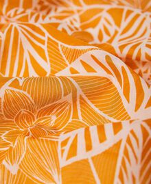 Printed kefiah with tassels "Summer" Print / "Spicy Curry” Orange Woman 221AO5368-03