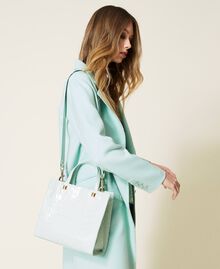 Mittelgroße Twinset Bag im Shopperformat aus Leder Krokoprint „Lichen“-Grün Frau 221TB7330-0S