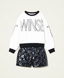 Logo sweatshirt and quilted shorts Bicolour Off White / Black Child 222GJ2111-0S