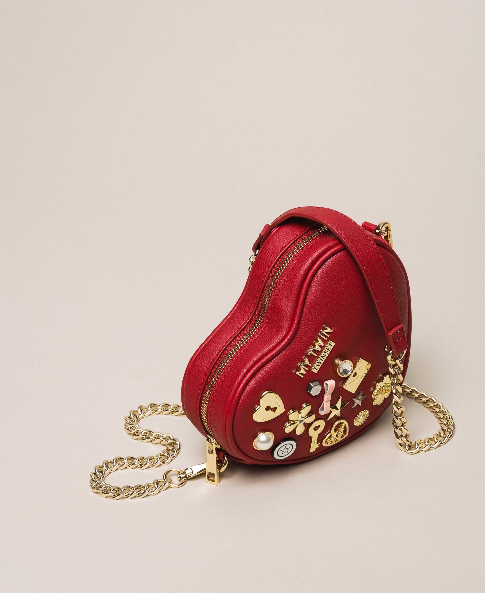 Faux leather heart shaped shoulder bag Woman, Red | TWINSET Milano