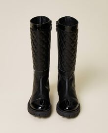 Matelassé leather boots Black Child 222GCJ030-05
