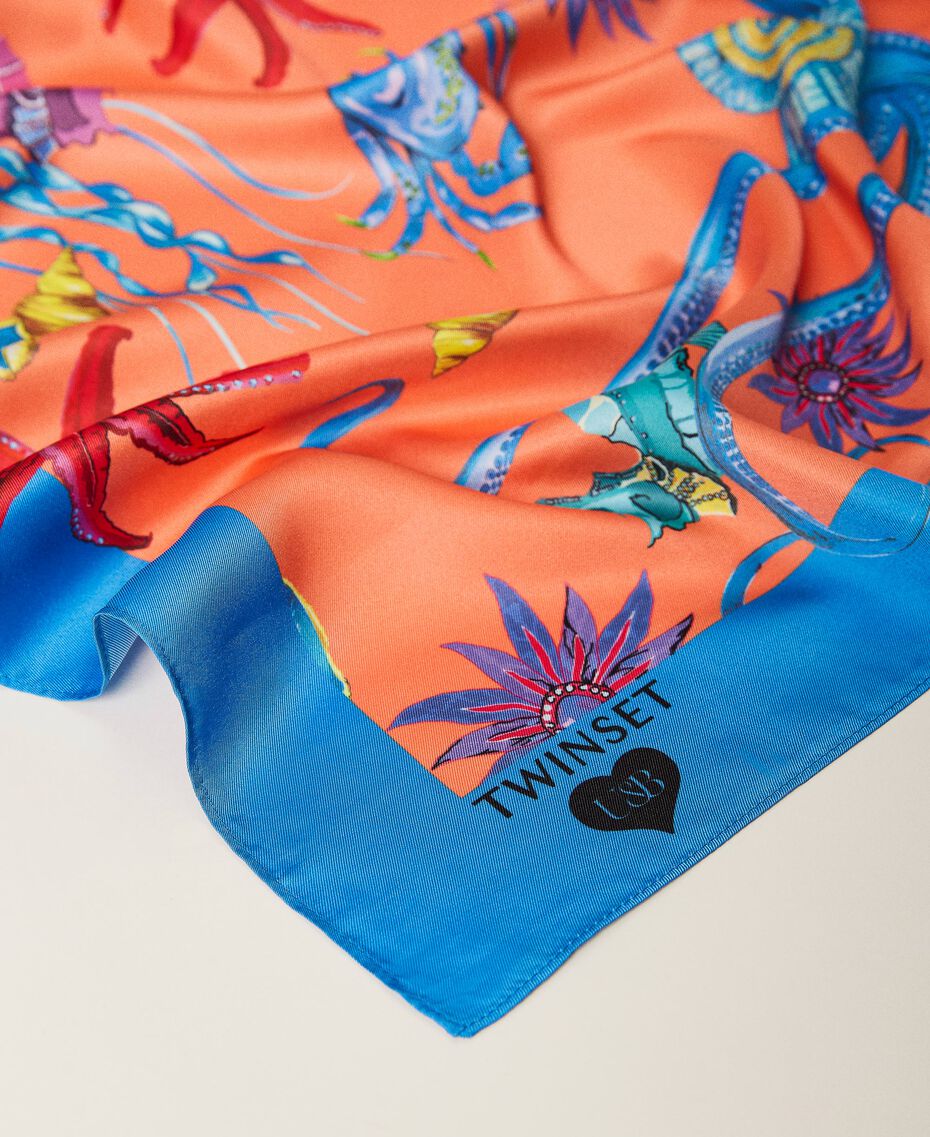 Foulard-bandana avec imprimé et logo Imprimé Coquillage Orange « Orange Sun » Femme 221LB4ZPP-02