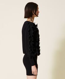 Knit dress with pleated ruffles Black Woman 222AP3230-04