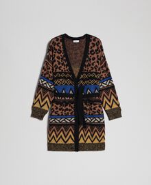 Wool and mohair cardigan with jacquard patterns