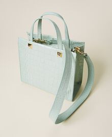 Mittelgroße Twinset Bag im Shopperformat aus Leder Krokoprint „Lichen“-Grün Frau 221TB7330-04