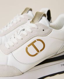 Leather trainers with logo White Woman 222TCP080-04