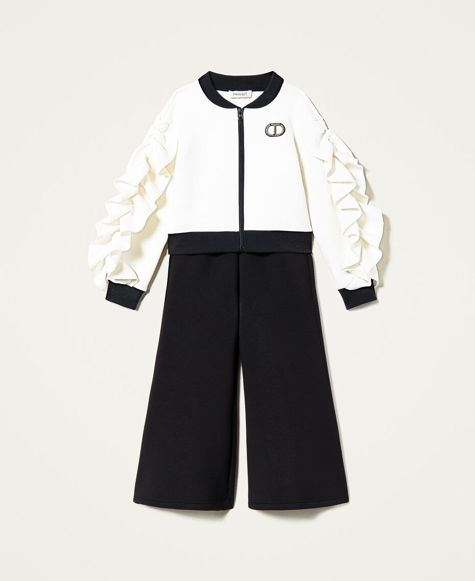 Scuba sweatshirt and trousers Bicolour Off White / Black Child 222GJ2120-0S