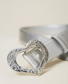 Leather belt with heart shaped buckle Silver Woman 222TA4069-03