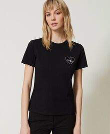 T-shirt with heart print and logo Black Woman 231LL2RFF-01