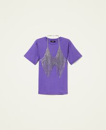 T-Shirt mit Strassbesatz im oberen Bereich „Prism Violet“-Violett Frau 222AP2036-0S