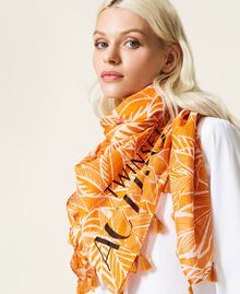 Printed kefiah with tassels "Summer" Print / "Spicy Curry” Orange Woman 221AO5368-0S