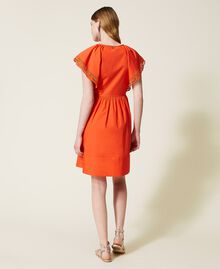 Short poplin dress with lace "Cherry Tomato” Orange Woman 221TT2131-04