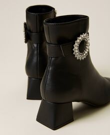 Ankle boots with strap and jewel buckle Black Woman 222ACP252-03