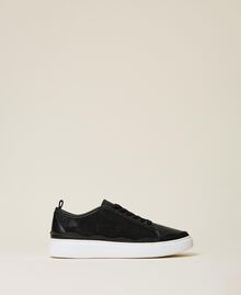 Leather and lace trainers Black Woman 222TCP020-03