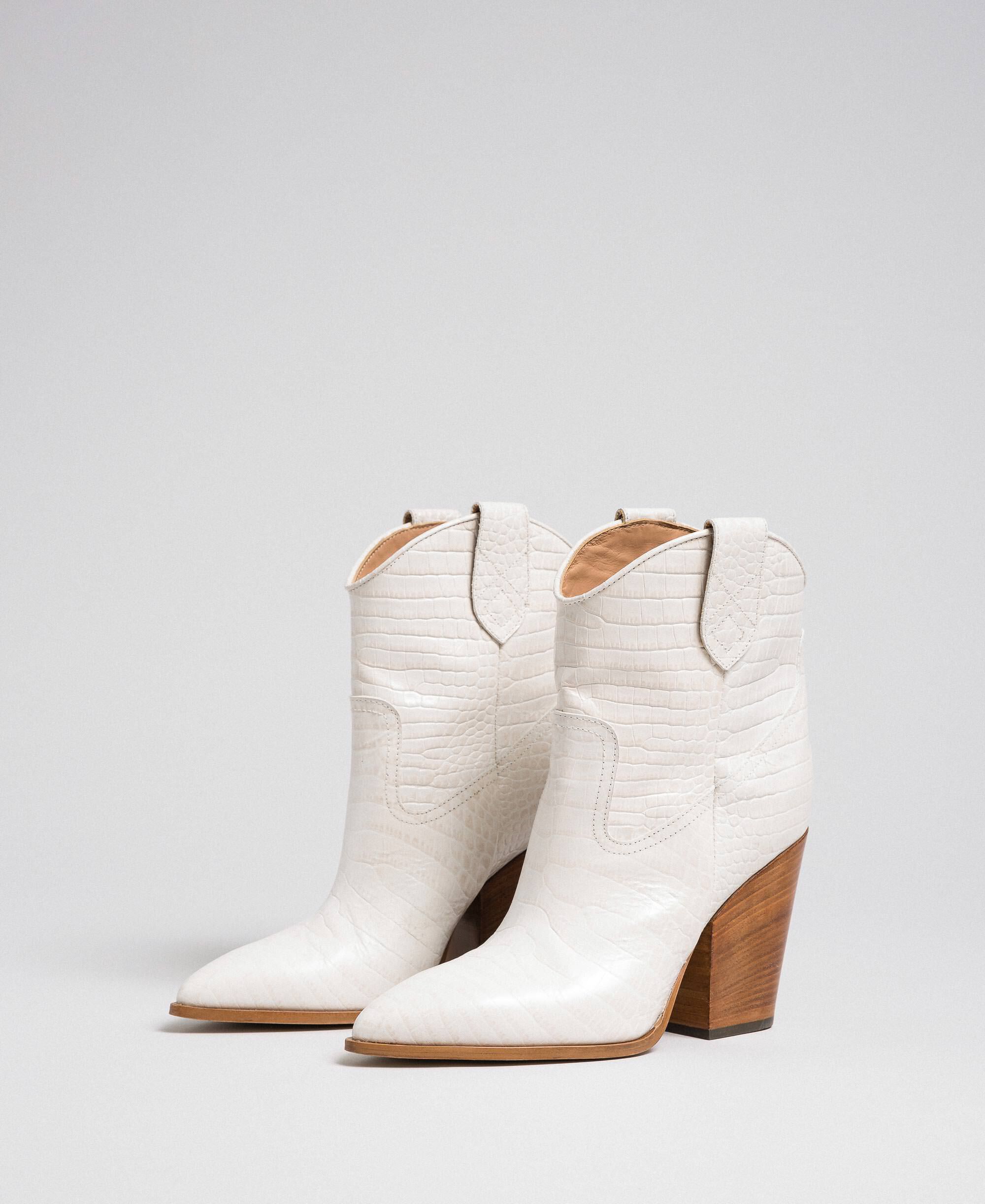 white croc print boots