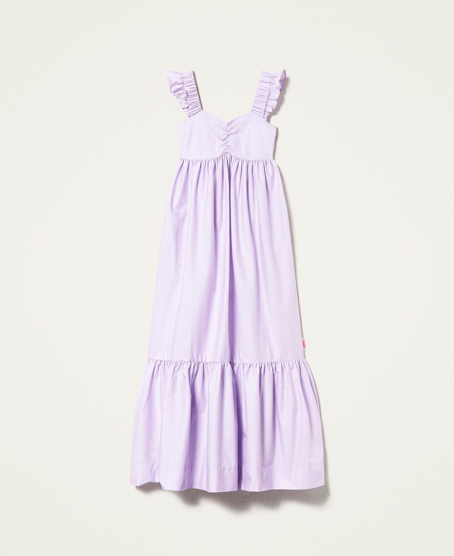 Robe longue en popeline avec volant Violet « Pastel Lilac » Femme 221AT203E-0S