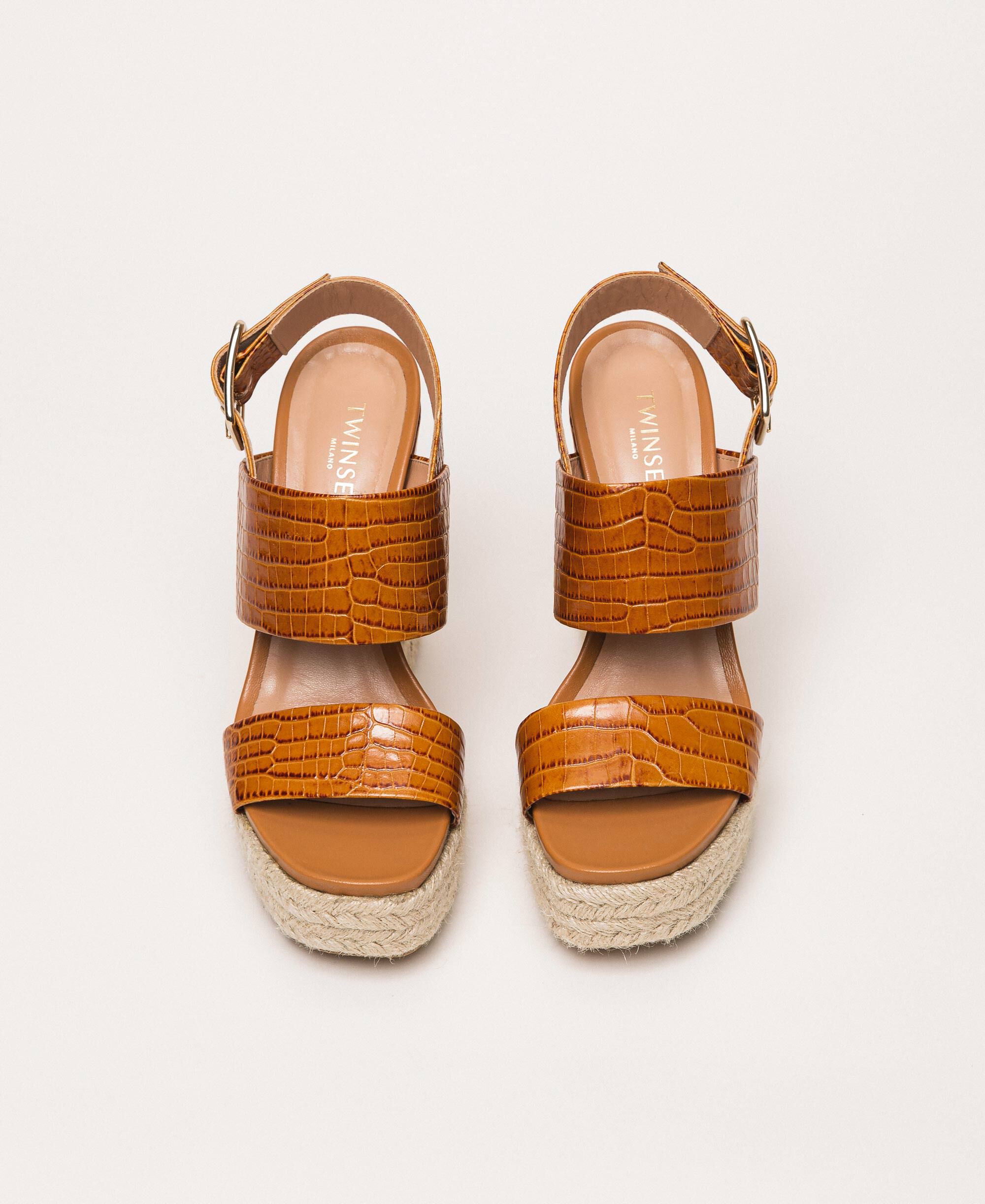 croc leather sandals
