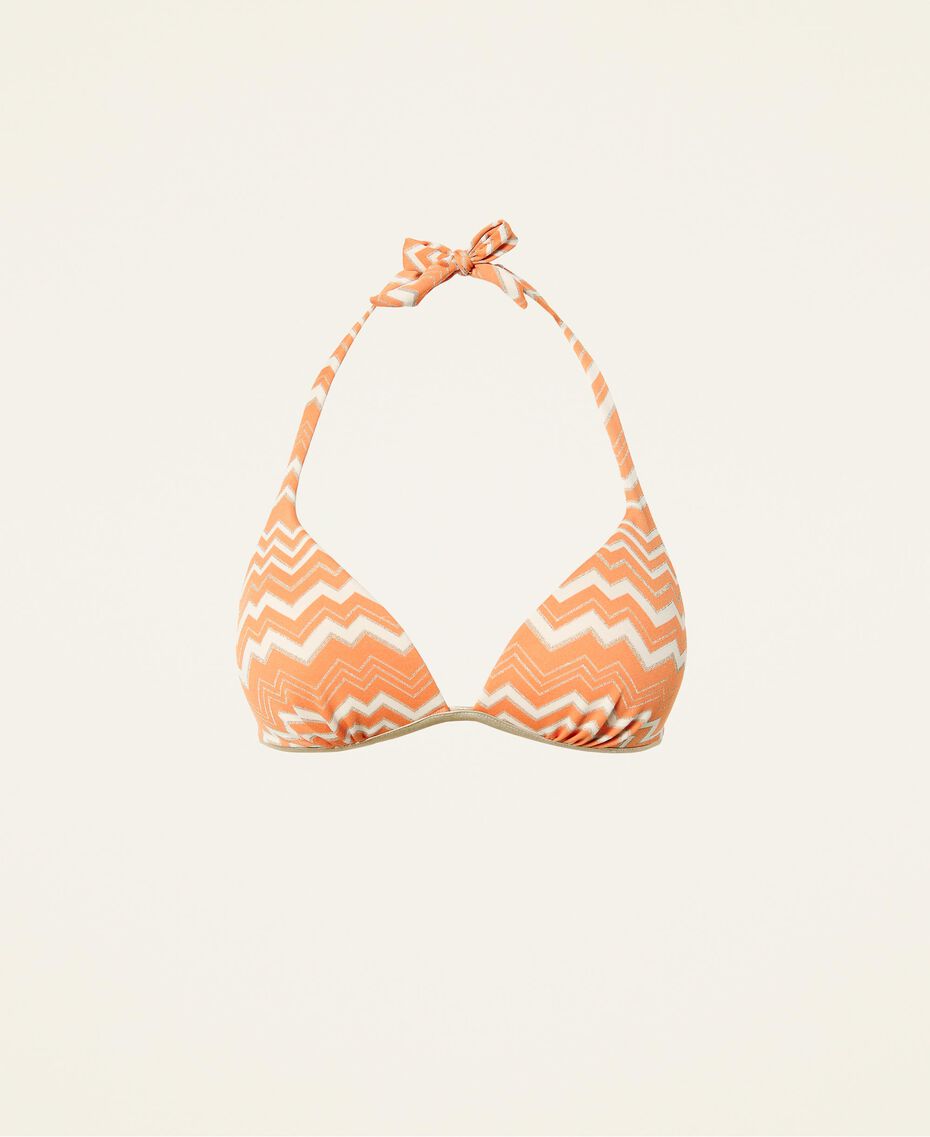 Haut de maillot de bain triangle jacquard Chevrons Melon Femme 221LBM4YY-0S
