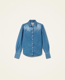 Camicia in jeans con schiariture Blu "Denim Medio" Donna 222TT2163-0S