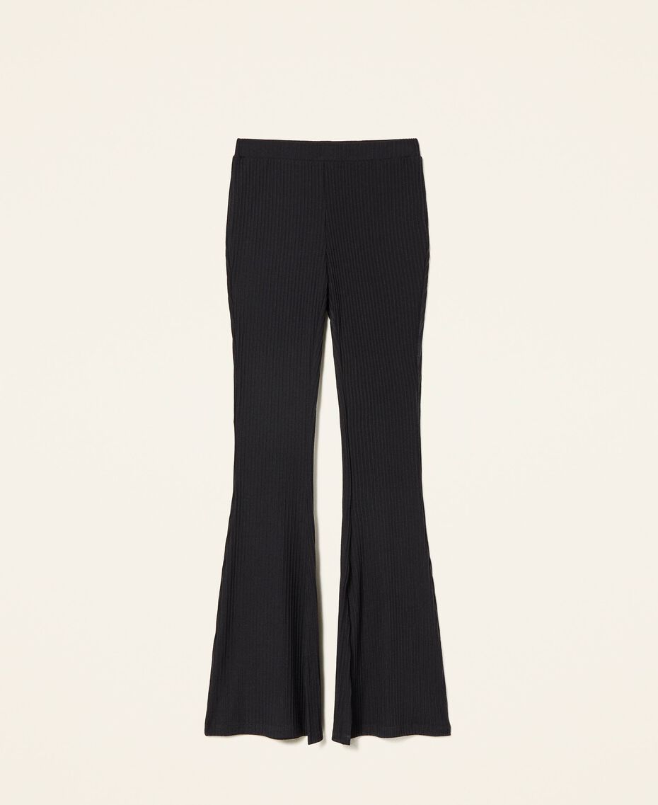 Pantalon évasé côtelé Noir Femme 221LB2FBB-0S