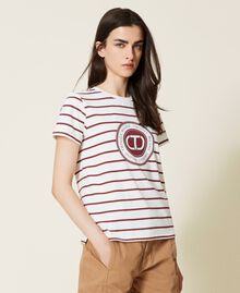 Striped t-shirt with logo "Snow" White / Grape Stripe Woman 222TP213A-02