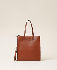 Vertical shopper with logo Leather Brown Woman 212TB7060-01