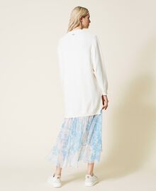 Robe longue avec crépon floral toile de Jouy Bicolore Blanc « Neige »/Imprimé Fleur Sanderson Blanc « Neige »/Bleu Femme 221TP345A-03