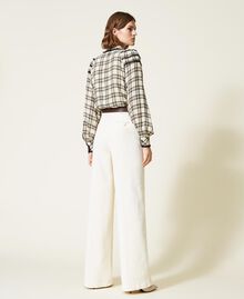 Chequered shirt with lace Ivory / "Golden Rock” Beige Check Woman 212TT2161-04