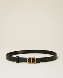 Leather belt with logo and rhinestones Black Woman 221TA4015-02