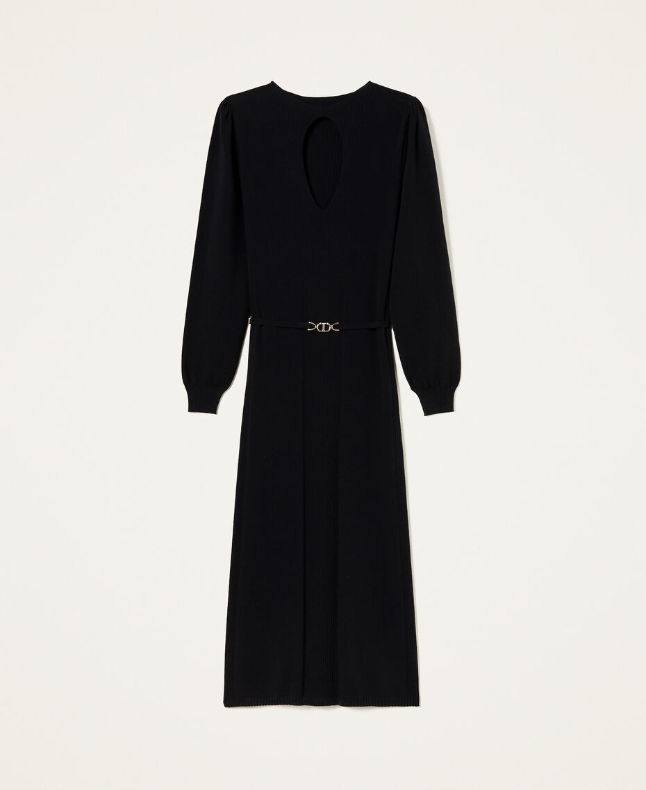 Seamless knit dress with Oval t clasp Black Woman 222TT3192-0S