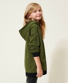 Leather-like maxi hoodie and leggings "Cypress" Green Child 222GJ212B-04
