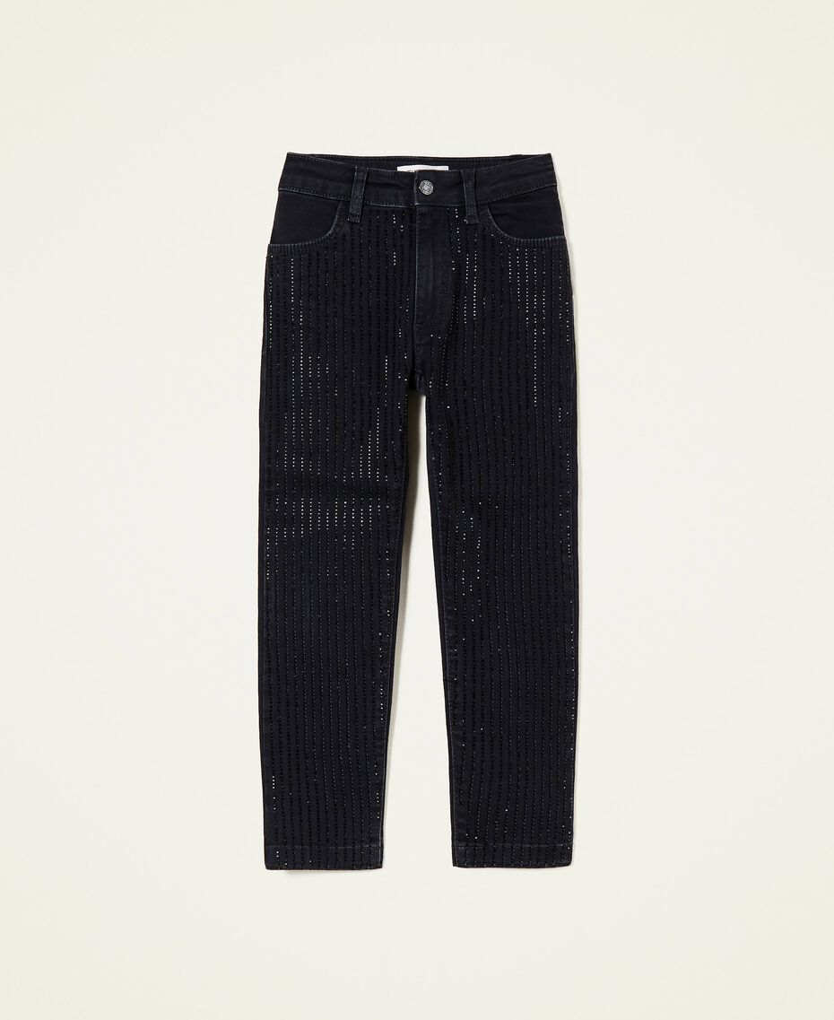 Skinny trousers with rhinestones Black Child 222GJ2400-0S