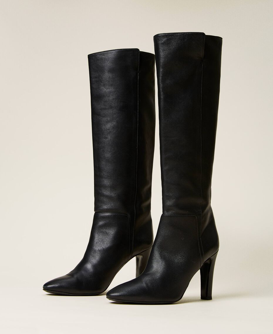 Leather high boots Black Woman 222TCP19A-01