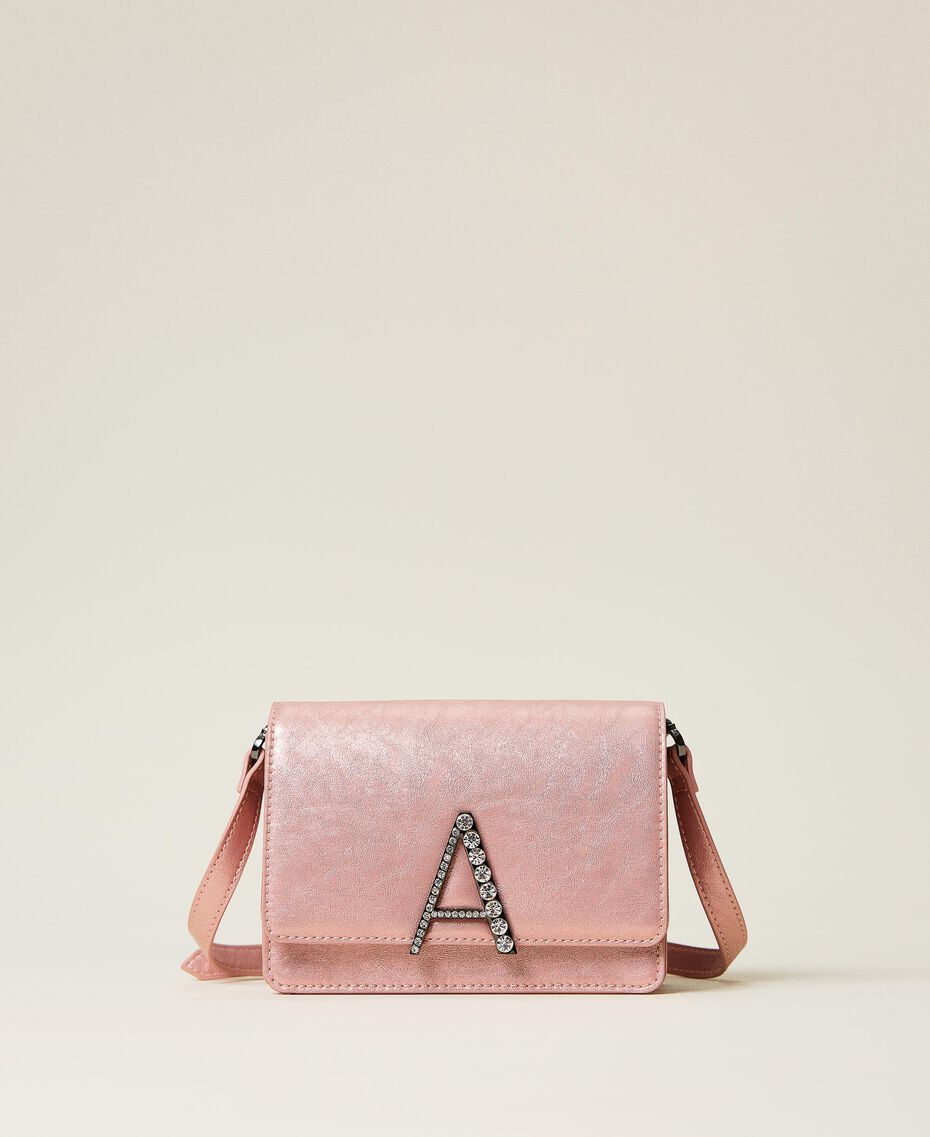 Shoulder bag with rhinestone logo "Icing" Pink Woman 222AA7393-01