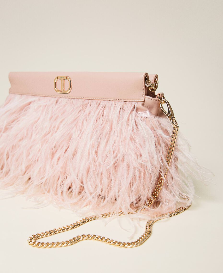 Clutch bag with feathers Parisienne Pink Woman 222TB7400-01