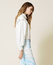 Bull jacket with studs White Denim Woman 221TP2090-05