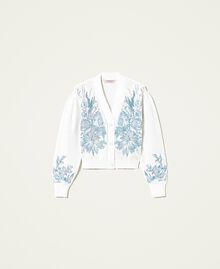 Cardigan with floral embroidery Light Blue Sanderson Flowers Embroidered Lily Woman 221TP3490-0S