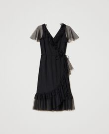 Wrap-around dress with tulle flounces Black Woman 231AP2233-0S