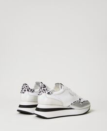 Wedge trainers with animal print insert Two-tone “Optical” White / Leopard Woman 231TCP012-03